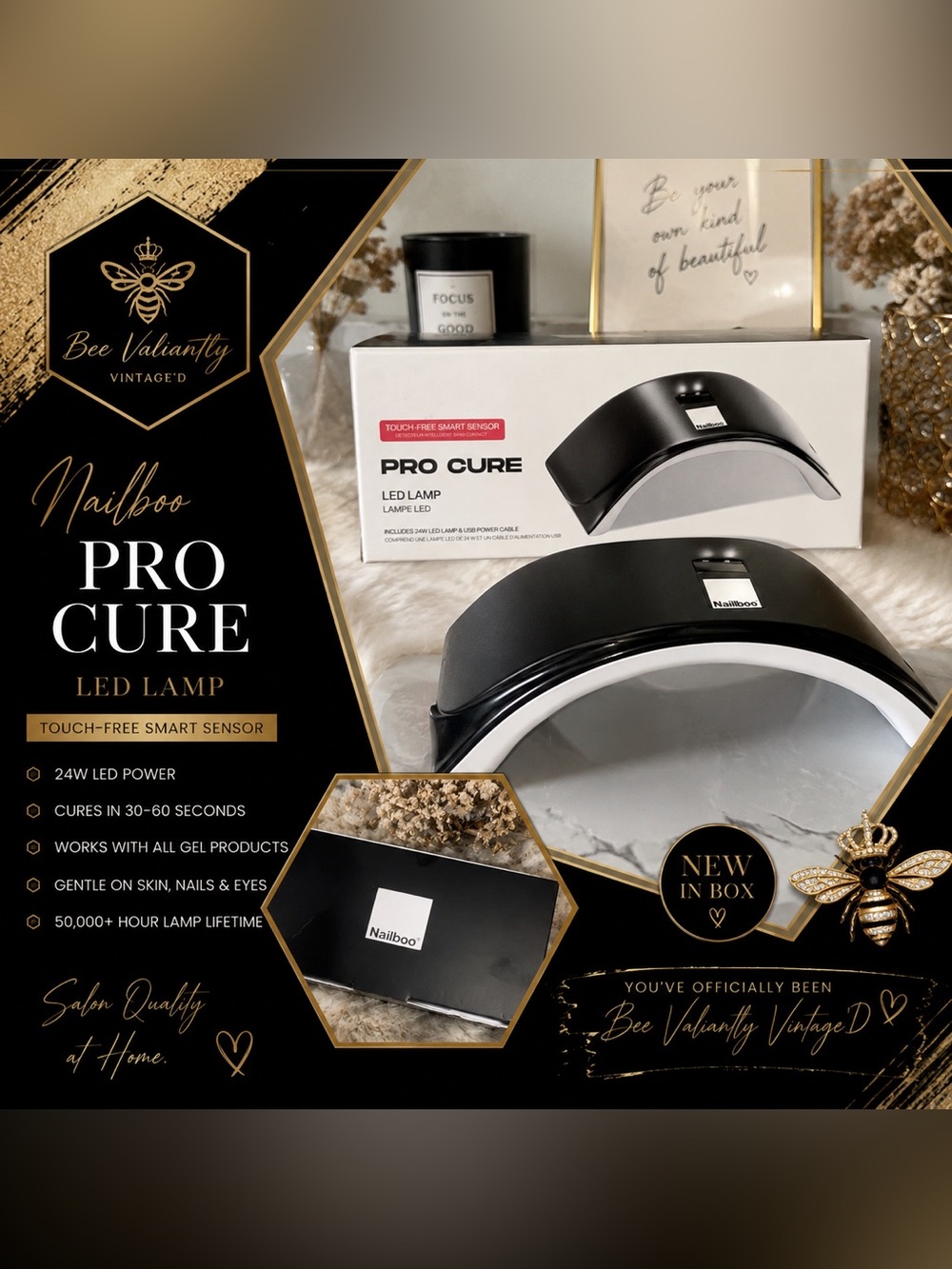 Nailboo Pro Cure 24W LED Gel Nail Lamp Smart Sensor New in Box USB